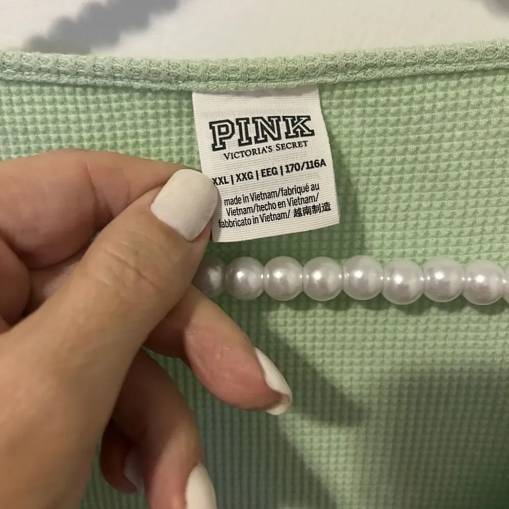 Victoria's Secret lounge top, sleep top, Green size XXL Waffle Thermal Knit
